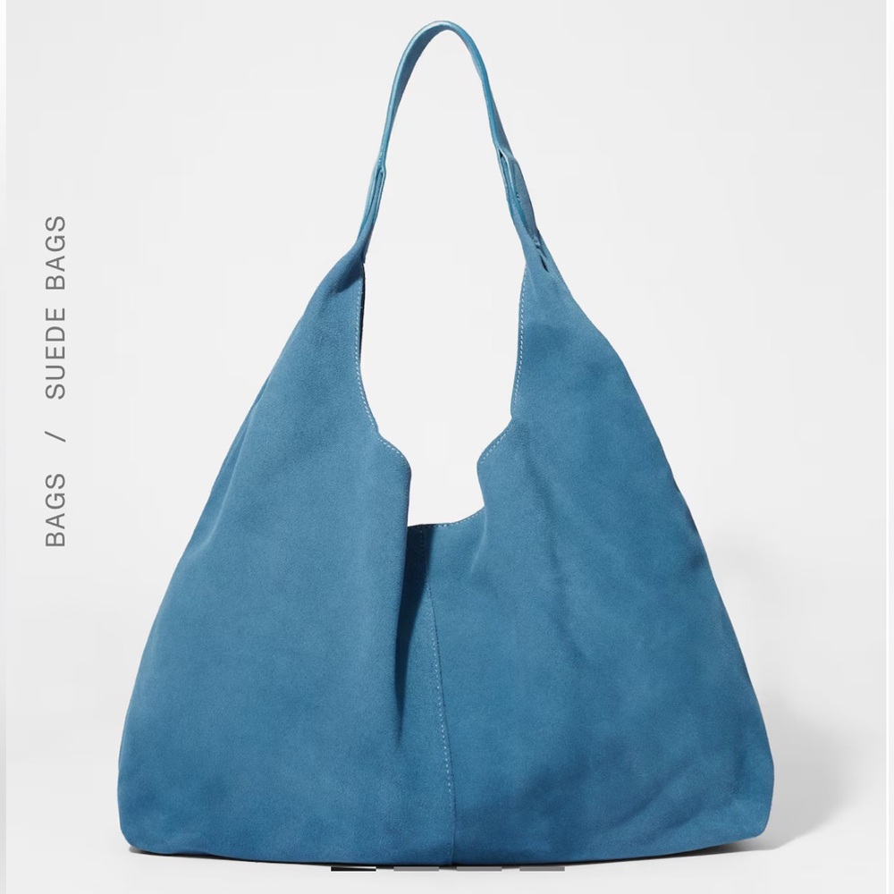 & Other Stories Blue Suede Tote Bag